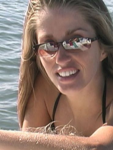 Bikini Girl Lori Anderson In Sunglasses Gives A Close-Up Of Her Body Hair By The Lake