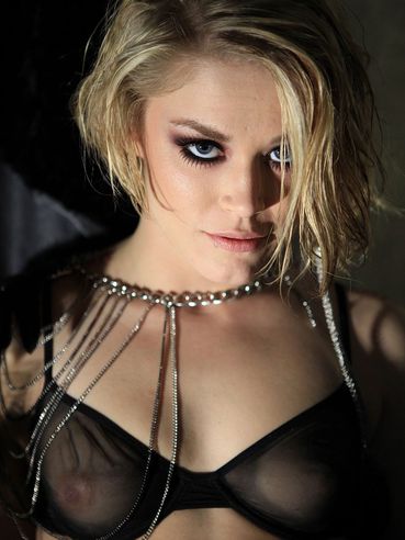 Gothic Blonde Ash Hollywood Appears In Photographic Art In Lingerie While Testing Her Deep Throa