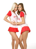 Stunning Babes Victoria Kruz And Eufrat Strip Out Of Their White And Red Baseballs Uniform