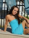 Pretty Teenage Brunette Erin Ftv With Big Sparkling Eyes Poses In Blue Dress