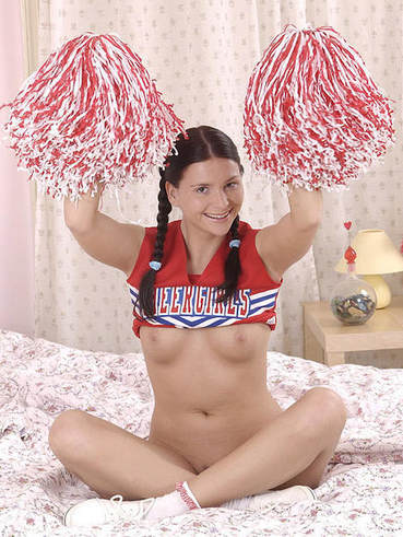 Pigtailed Cheerleader Jessica Fiorentino Has Fun And Stuffs Her Slit By Orange Dildo.