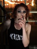 Photographic Art Model And Raunchy Redhead Virginia Mae Smokes A Cigar While Posing.